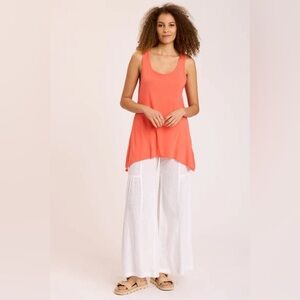 XCVI Allegra Pant White Linen Cotton Tropical Vacation Resort Wide Leg Flowy S